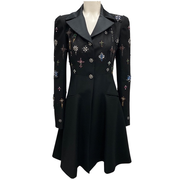 CHANEL BLACK RUNWAY 2008 PARIS LONDON METIER D'ART LESAGE PUNK EMBELLISHED WOOL - Picture 1 of 8